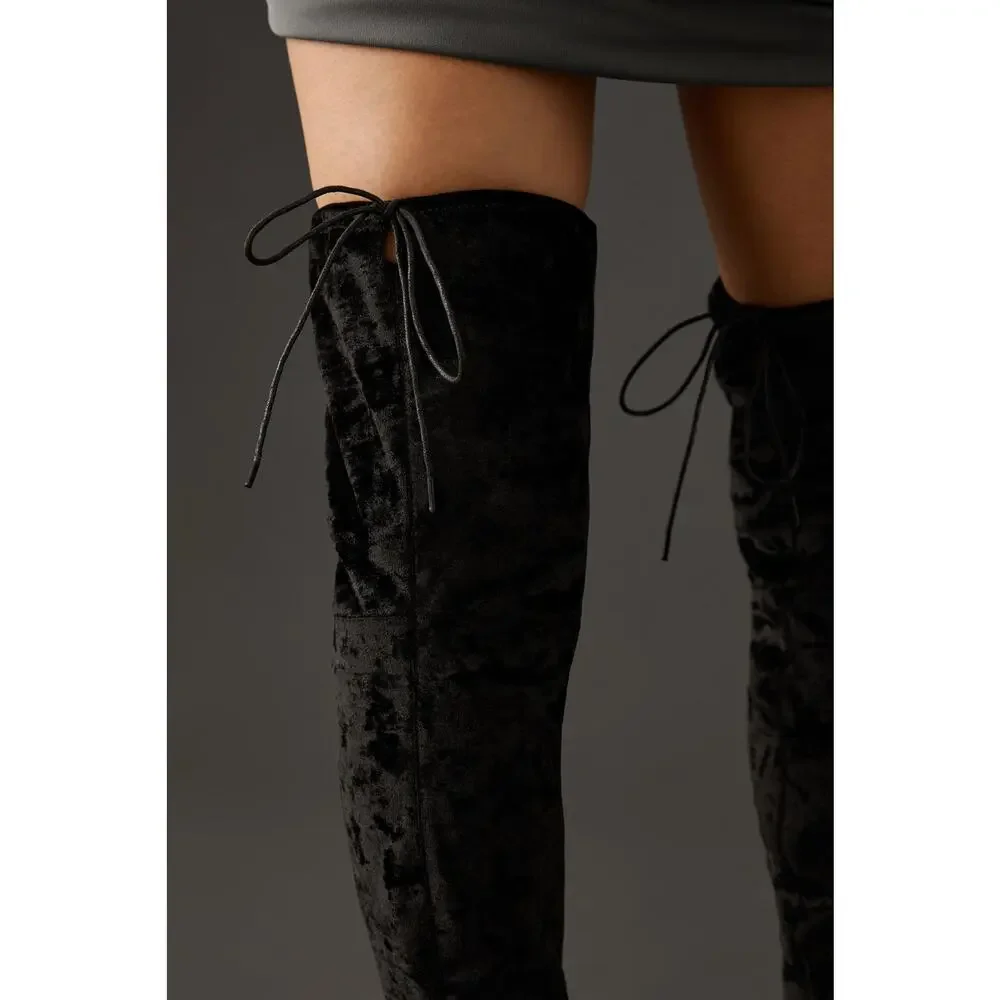 NWT Silent D Over-The-Knee Black Velvet Boots - 37EU (7 US)